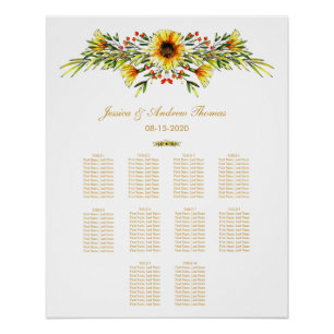 Decoratieve Zomer Bloemen Bruiloft Zitkaarten Perfect Poster