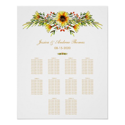 Decoratieve Zomer Bloemen Bruiloft Zitkaarten Perfect Poster (Voorkant)
