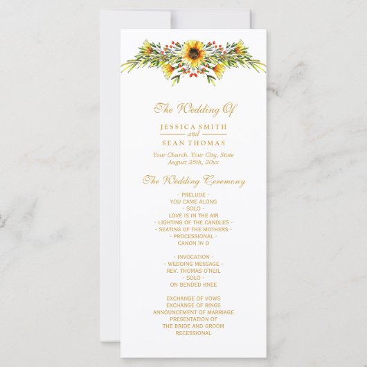 Decoratieve Zomer Bloemen Trouwprogramma (Voorkant)