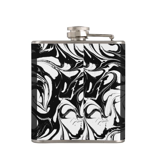 Decoratieve zwart-witte marmeren steen heupfles (Achterkant)