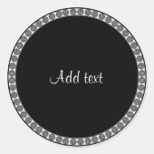 Decoratieve zwart-witte Sjabloon Ronde Sticker (Voorkant)