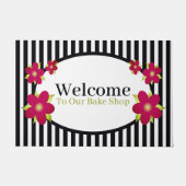 Decoratieve zwart-witte streep deurmat (Voorkant)