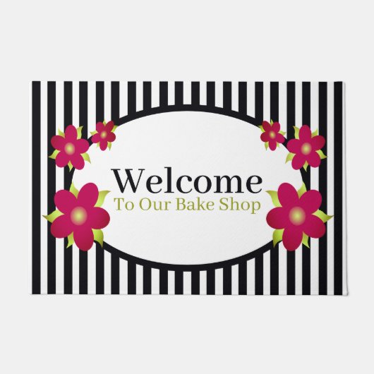 Decoratieve zwart-witte streep deurmat (Voorkant)