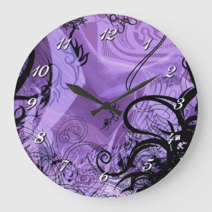 Decoratieve zwarte en paarse patroon wandklok
