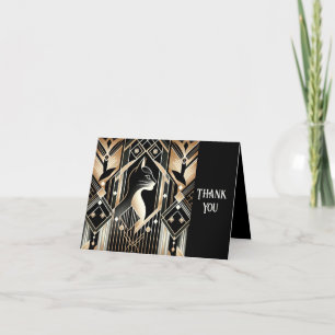 Decoratieve Zwarte Kat Abstract Dank u Kaart