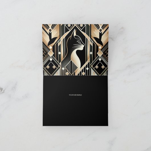 Decoratieve Zwarte Kat Abstract Dank u Kaart (Binnen)