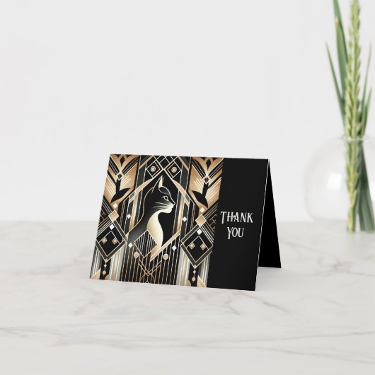 Decoratieve Zwarte Kat Abstract Dank u Kaart (Voorkant)