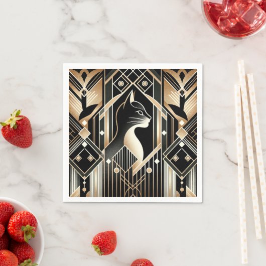 Decoratieve zwarte kat Abstract servetten (Insitu)