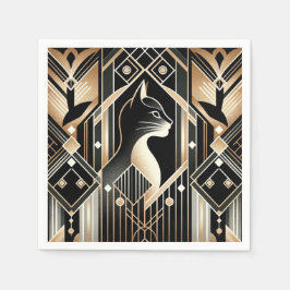 Decoratieve zwarte kat Abstract servetten