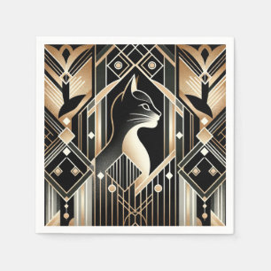 Decoratieve zwarte kat Abstract servetten