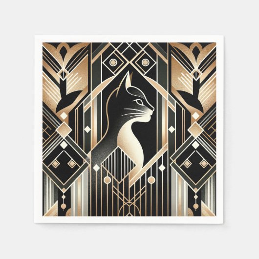Decoratieve zwarte kat Abstract servetten (Voorkant)