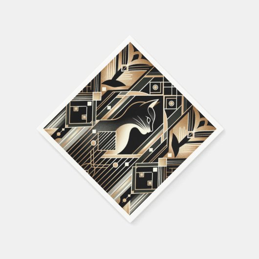 Decoratieve zwarte kat Abstract servetten (Hoek)