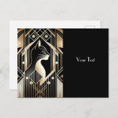 Decoratieve Zwarte Kat Abstracte Ansichtkaart Briefkaart (Voorkant / Achterkant)