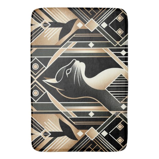 Decoratieve zwarte kat Abstracte badmat (Voorkant Verticaal)