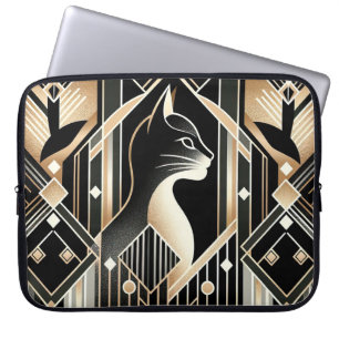 Decoratieve zwarte kat Abstracte laptophoes Laptop Sleeve