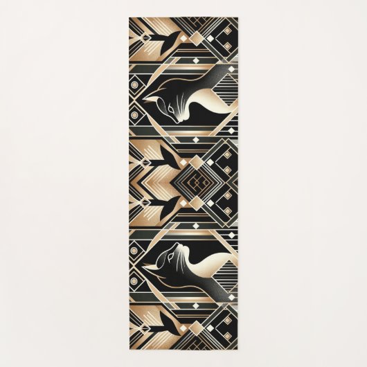 Decoratieve zwarte kat Abstracte yogamat (Voorkant)