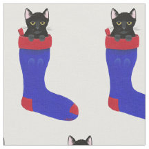 Decoratieve zwarte kat in het kerststookketweefsel