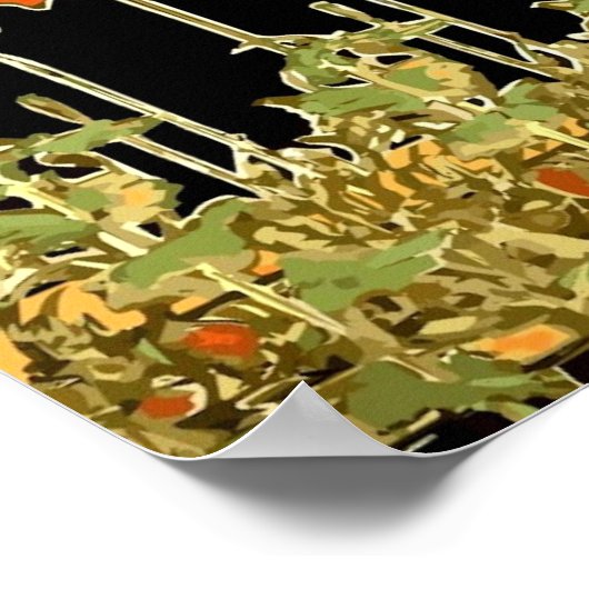 Decoratifs (Oranje bloemen) van Alphonse Mucha Vec Poster (Hoek)