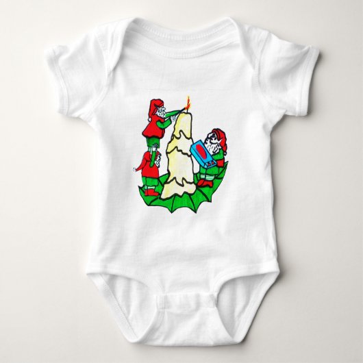 DECORATING CHRISTMAS ELVES baby t-shirt (Voorkant)