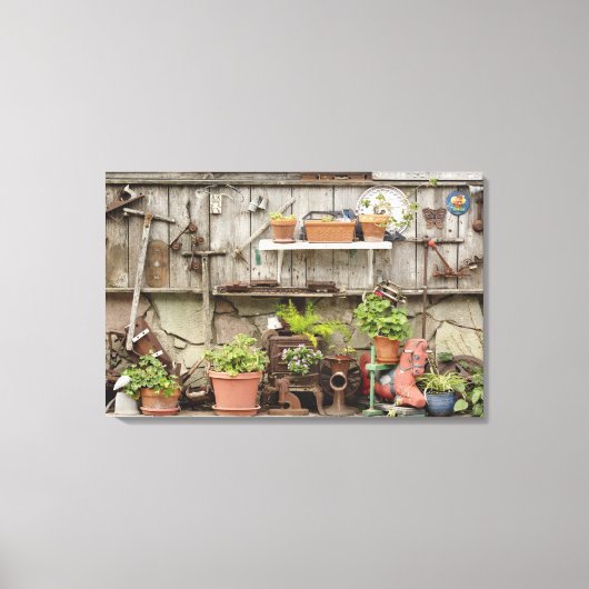 Decorations on wooden fence, Catalina Island; Canvas Afdruk (Voorkant)