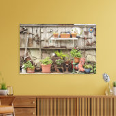 Decorations on wooden fence, Catalina Island; Canvas Afdruk (Insitu (Woonkamer))