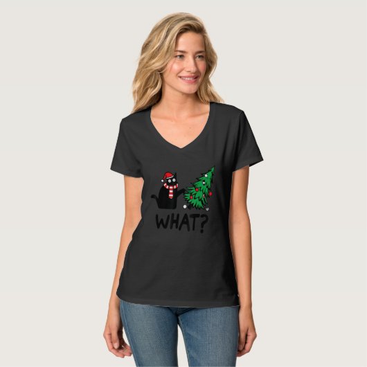 Decoratisering van de zwarte kerstboom t-shirt (Voorkant volledig)