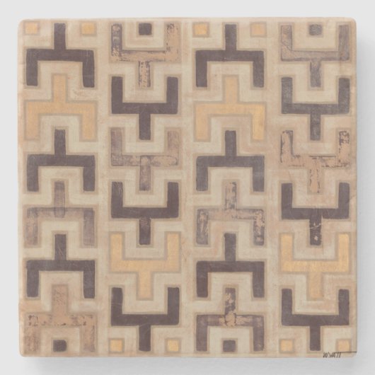 Decorative African Mudcloth Pattern Stenen Onderzetter (Voorkant)