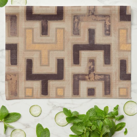 Decorative African Mudcloth Pattern Theedoek (Gevouwen)