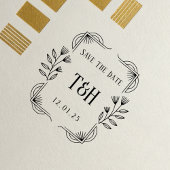 Decorative Art Deco Wooden Monogram Save The Date Rubberstempel