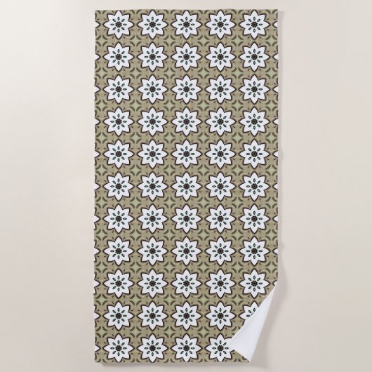 Decorative beige background patterned strandlaken (Voorkant)