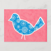 Decorative Bird with Patterns on Pink Background Briefkaart (Voorkant)