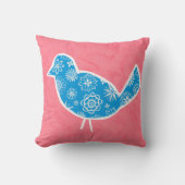 Decorative Bird with Patterns on Pink Background Kussen (Voorkant)