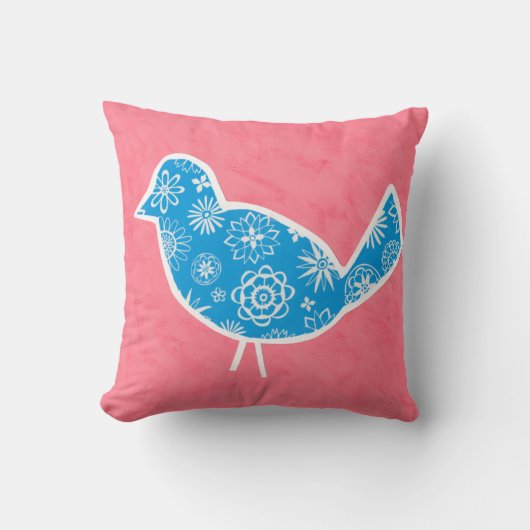 Decorative Bird with Patterns on Pink Background Kussen (Voorkant)