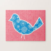 Decorative Bird with Patterns on Pink Background Legpuzzel (Horizontaal)