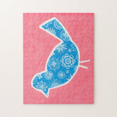 Decorative Bird with Patterns on Pink Background Legpuzzel (Verticaal)