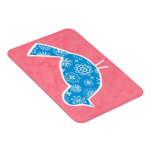 Decorative Bird with Patterns on Pink Background Magneet (Rechterzijde)