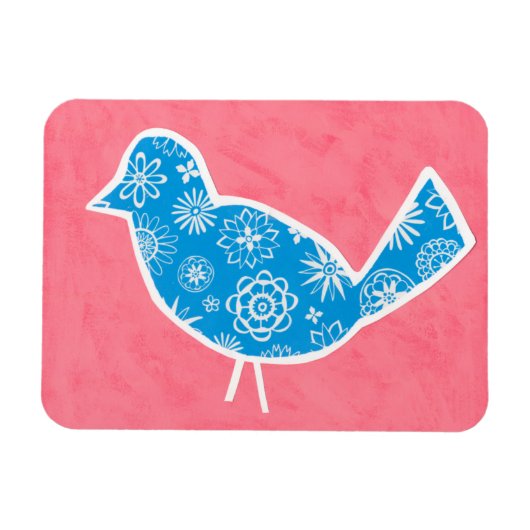 Decorative Bird with Patterns on Pink Background Magneet (Horizontaal)