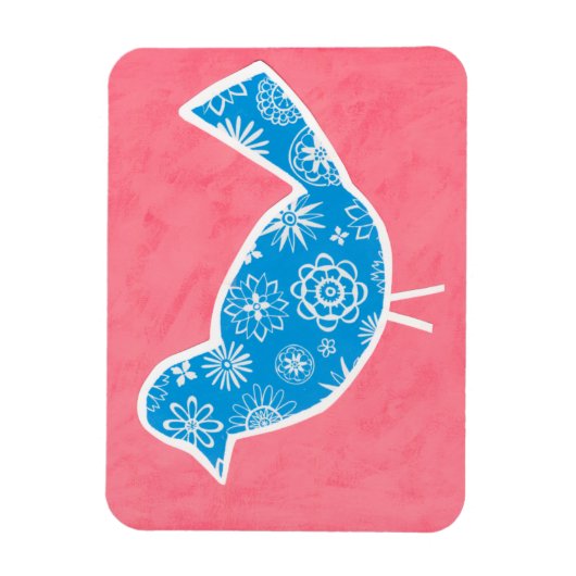 Decorative Bird with Patterns on Pink Background Magneet (Verticaal)