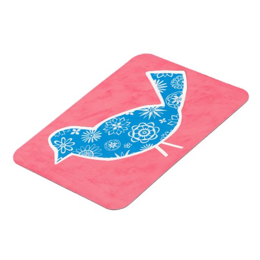 Decorative Bird with Patterns on Pink Background Magneet (Linkerzijde)