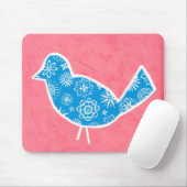 Decorative Bird with Patterns on Pink Background Muismat (Met muis)