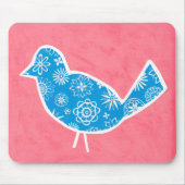 Decorative Bird with Patterns on Pink Background Muismat (Voorkant)