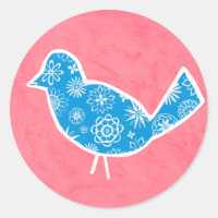 Decorative Bird with Patterns on Pink Background