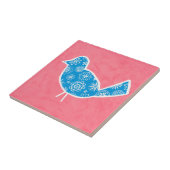 Decorative Bird with Patterns on Pink Background Tegeltje (Zijkant)