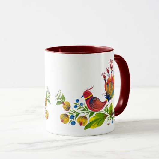 Decorative Birds with Flowers & Berries Art Mug Mok (Voorkant rechts)
