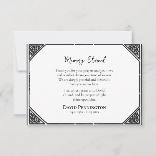 Decorative Black and White Orthodox Funeral Bedankkaart (Voorkant)