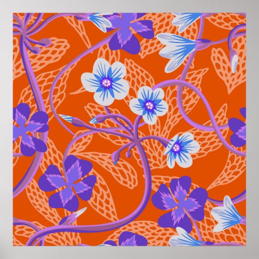 Decorative blooming wildflowers. Summer floral bac Poster (Voorkant)