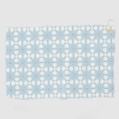 Decorative blue geometric floral patterned  golfhanddoek (Horizontaal)