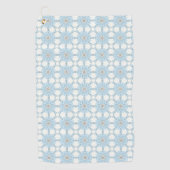 Decorative blue geometric floral patterned  golfhanddoek (Voorkant)