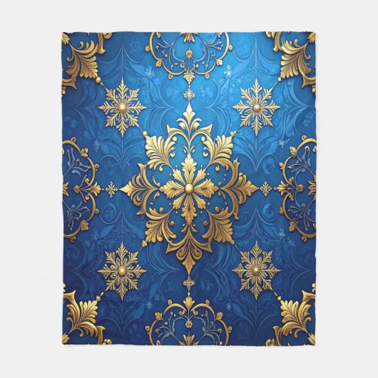 Decorative Blue Gold Fleece Blanket (Voorkant)
