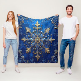 Decorative Blue Gold Fleece Blanket Deken